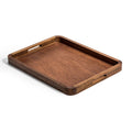 Solid Acacia Wood Serving Tray, 18" x 14" Wooden Serving Tray with Handles