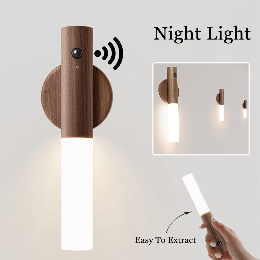 Magnetic Wood LED Night Light with PIR Motion Sensor