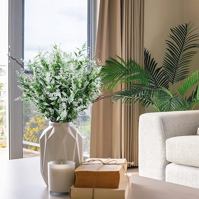Faux Greenery Stems, Set of 8 | UV-Resistant Artificial Plants