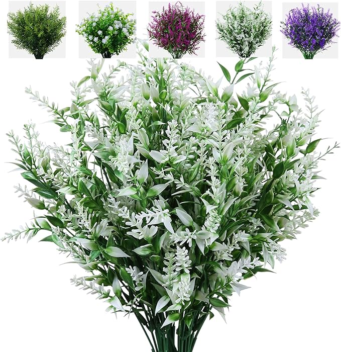 Faux Greenery Stems, Set of 8 | UV-Resistant Artificial Plants