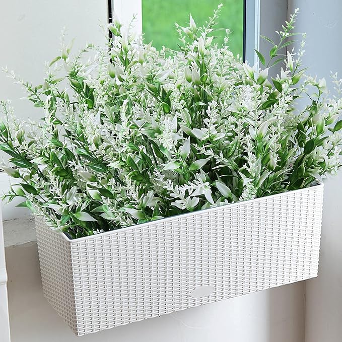 Faux Greenery Stems, Set of 8 | UV-Resistant Artificial Plants