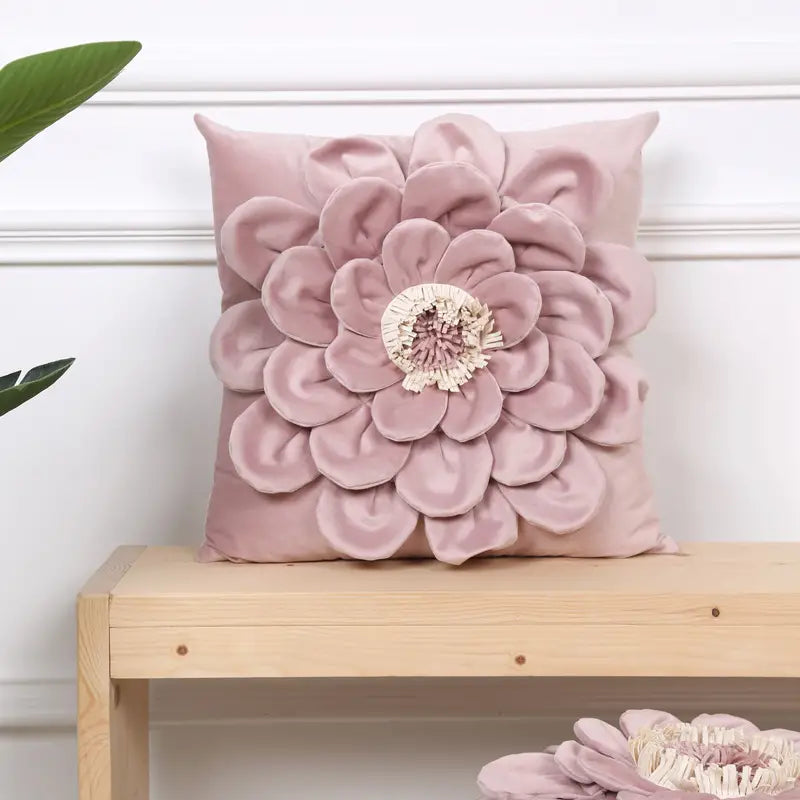 3D Daisy Flower Velvet Pillowcase with Hidden Zipper