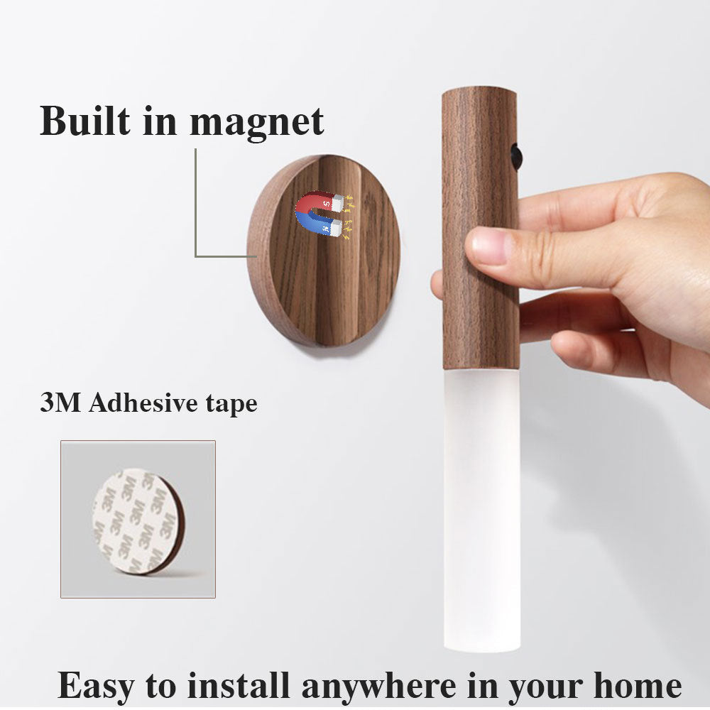 Magnetic Wood LED Night Light with PIR Motion Sensor