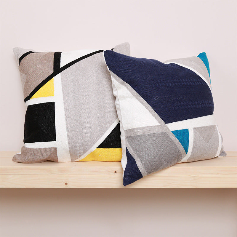 Geometric Embroidered Throw Pillow Cover for Sofa