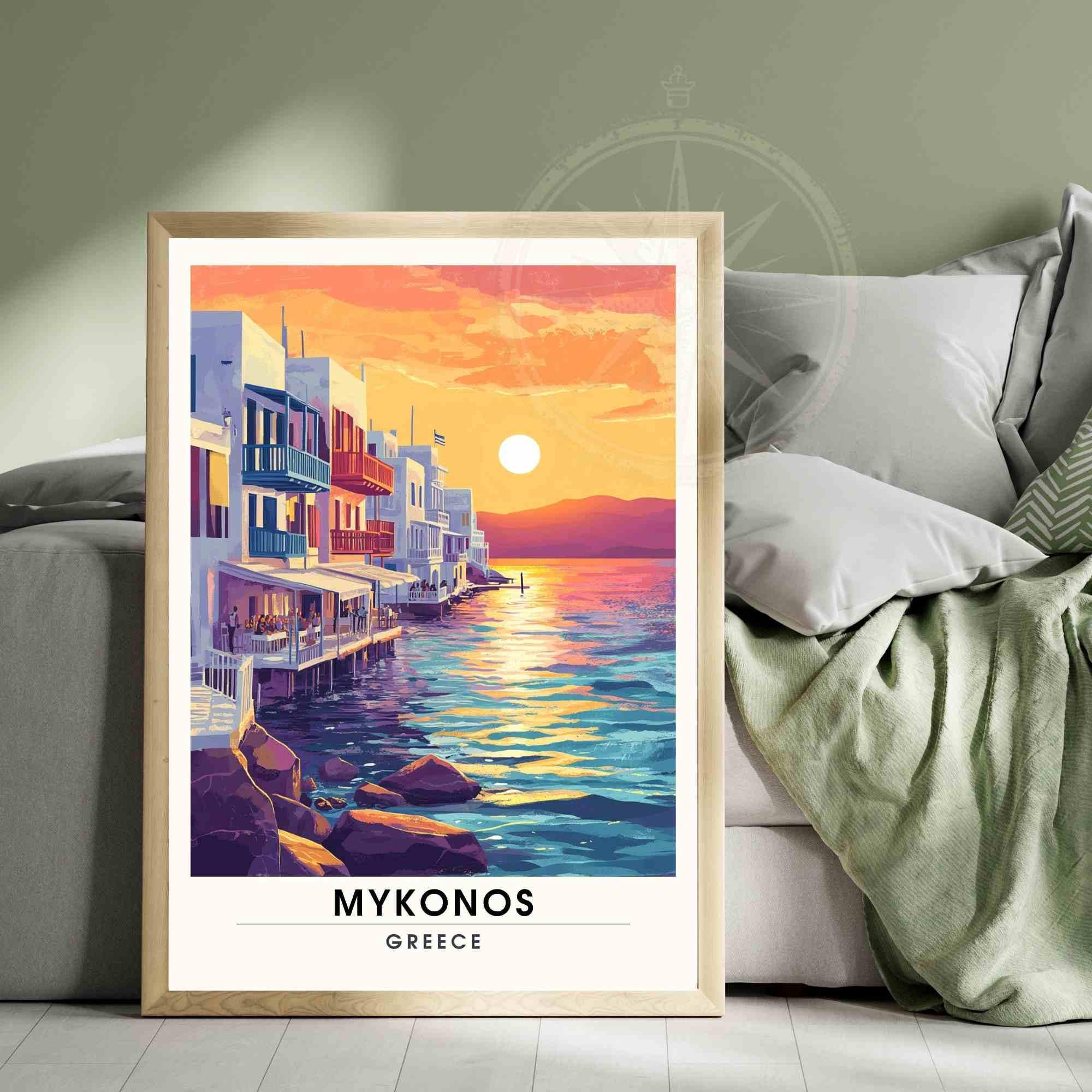 Affiche Mykonos | Impression Mykonos, Grèce - Coucher de soleil