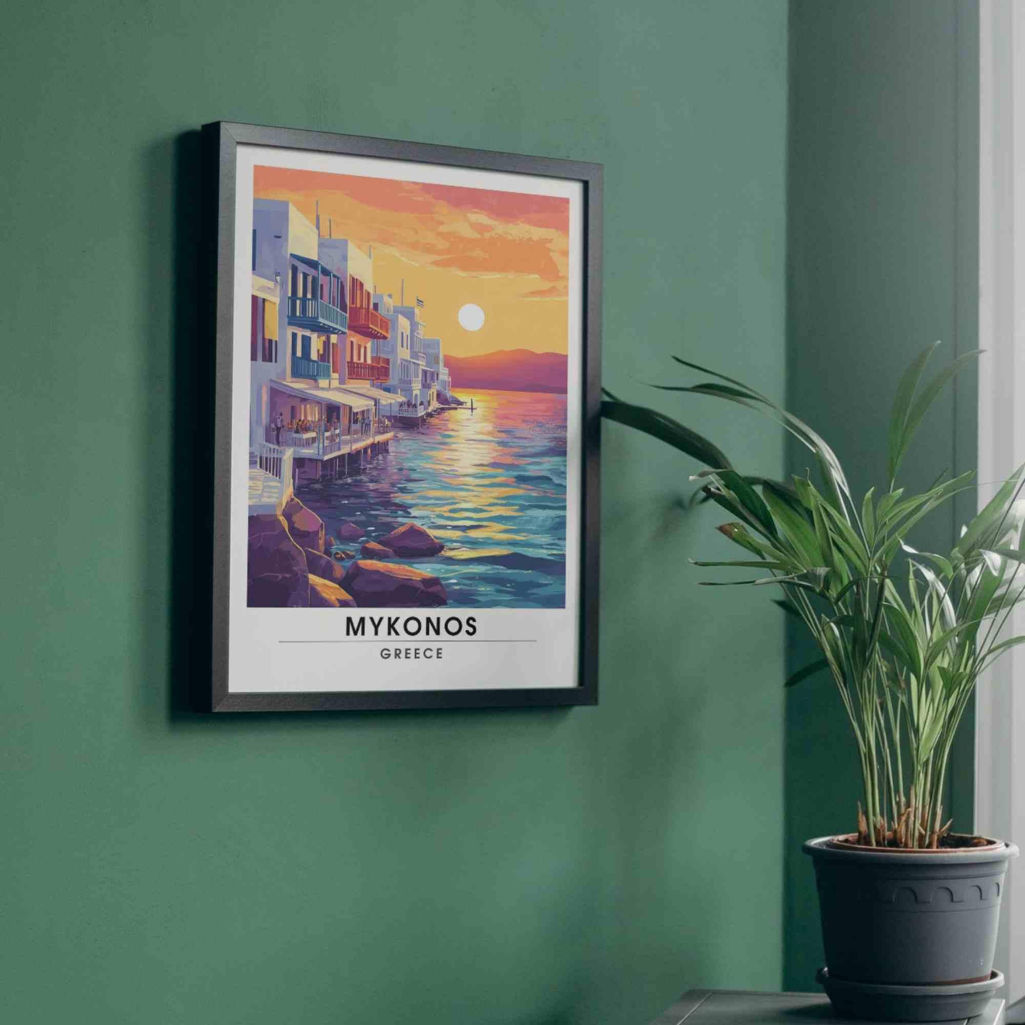 Affiche Mykonos | Impression Mykonos, Grèce - Coucher de soleil