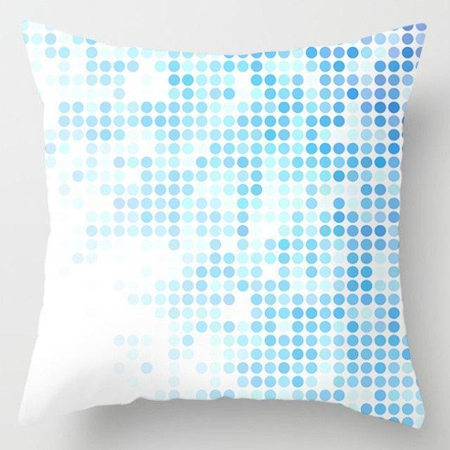 Blue Geometric Pillow Cover | Navy & White Cotton Linen Cushion Cover 18x18"
