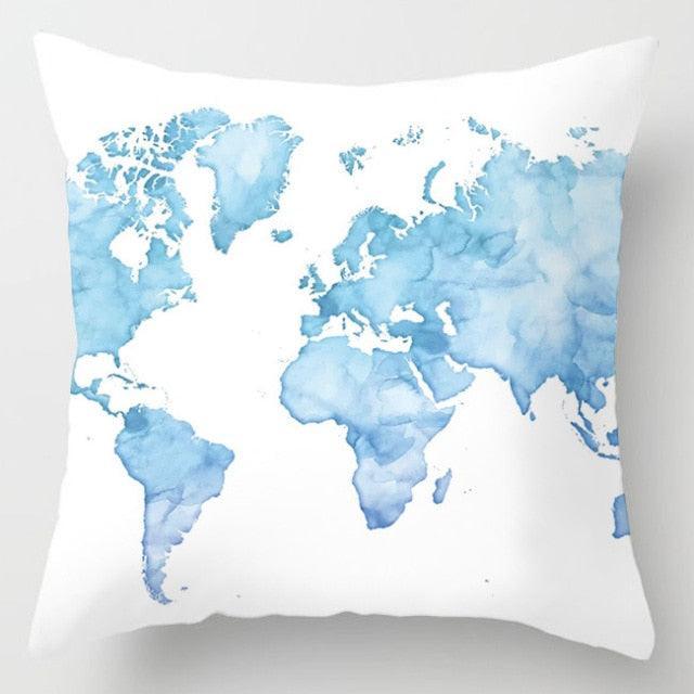 Blue Geometric Pillow Cover | Navy & White Cotton Linen Cushion Cover 18x18"