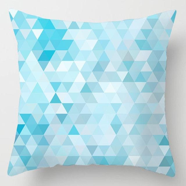 Blue Geometric Pillow Cover | Navy & White Cotton Linen Cushion Cover 18x18"