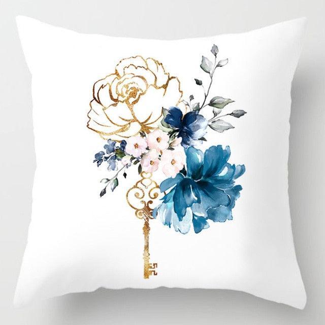 Blue Geometric Pillow Cover | Navy & White Cotton Linen Cushion Cover 18x18"