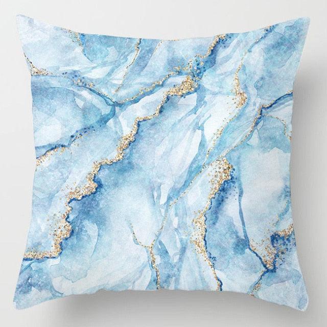 Blue Geometric Pillow Cover | Navy & White Cotton Linen Cushion Cover 18x18"