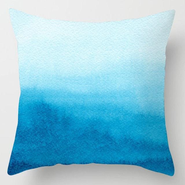 Blue Geometric Pillow Cover | Navy & White Cotton Linen Cushion Cover 18x18"