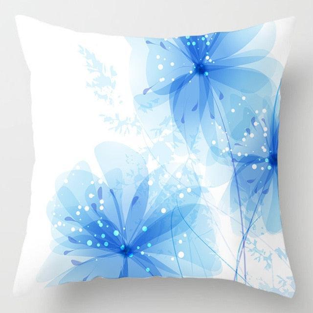 Blue Geometric Pillow Cover | Navy & White Cotton Linen Cushion Cover 18x18"