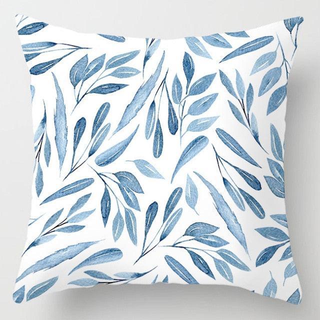 Blue Geometric Pillow Cover | Navy & White Cotton Linen Cushion Cover 18x18"